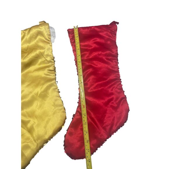 Lot of 2 Vintage DAN DEE Sequined Glittery Ornate Christmas Hanging Stockings - Picture 3 of 11